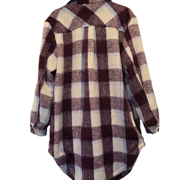 Ugg Koolaburra Plaid Mid Length Coat Shacket Jacket Removable Fur Collar - Picture 4 of 16